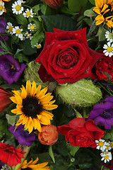 Image showing Flower arrangement in bright colors