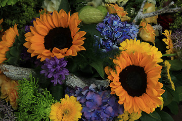 Image showing Sunflowers in a wedding arrangement