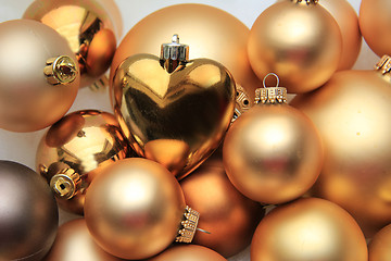 Image showing christmas ornaments: 50 shades of gold