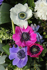 Image showing Anemones in bridal arrangement