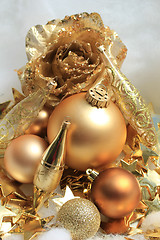 Image showing Golden Christmas decorations