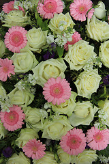 Image showing pink gerberas and white roses - wedding flowers