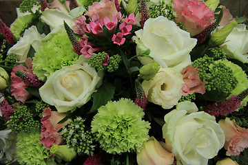 Image showing Bridal flowers in white and pink