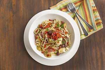 Image showing Mediterranean Salami Spaghetti