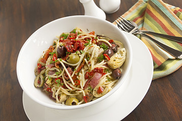 Image showing Mediterranean Salami Spaghetti