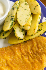 Image showing Kipfler Potatoes And Fish