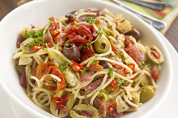 Image showing Mediterranean Salami Spaghetti