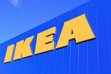 Image showing Sign IKEA on Store Wall with Blue Sky