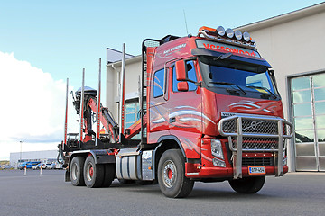 Image showing Red Volvo Logging Truck