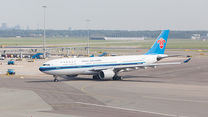 Image showing AMSTERDAM - SEPTEMBER 6: China Southern plane at Schiphol Airpor