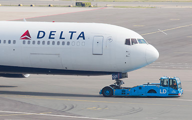 Image showing AMSTERDAM - SEPTEMBER 6: Delta Airlines plane at Schiphol Airpor