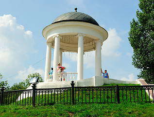 Image showing Ostrovsky's Pavilion (1956) in Kostroma (Golden Ring of Russia) on the bank of the Volga River near the riverside station