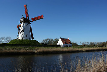Image showing windmill near canal