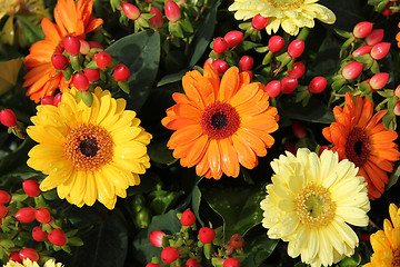 Image showing yellow and orange gerberas