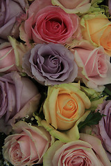 Image showing Pastel roses in bridal arrangement