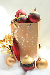 Image showing Giftbag with christmas ornaments