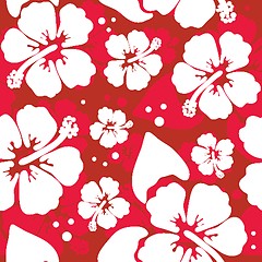 Image showing Seamless pattern with hawaiian hibiscus flower