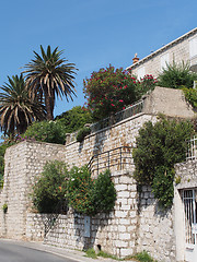 Image showing mediterranean stone stairs on an hill side