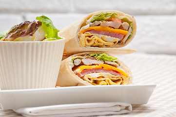 Image showing club sandwich pita bread roll