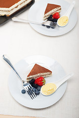 Image showing tiramisu dessert with berries and cream