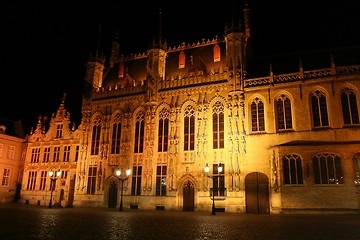 Image showing Bruges: cityhall by night