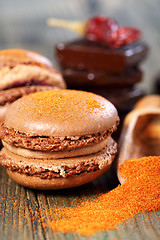 Image showing Macaroons with chocolate and chili powder. 