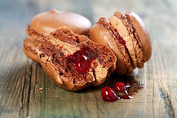 Image showing Almond cake with chocolate-berry filling.