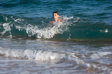 Image showing Happy in the sea