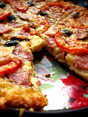 Image showing tasty appetizing pizza on the plate