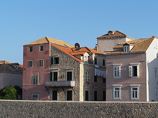 Image showing Dubrovnik, august 2013, fortified old town seen from the harbor
