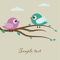 Image showing Cute birds on the tree branch