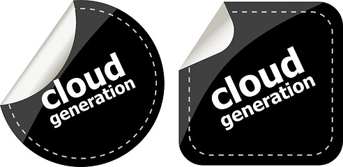 Image showing Cloud generation icon, label stickers set