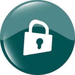 Image showing Padlock icon web sign. Rounded web app button