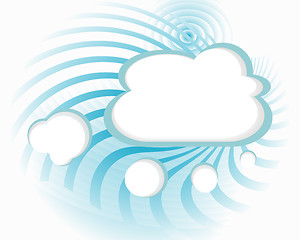 Image showing Abstract speech bubbles in the shape of clouds used in a social networks on light blue background. Cloud computing