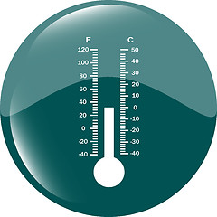 Image showing Thermometer icon blue button