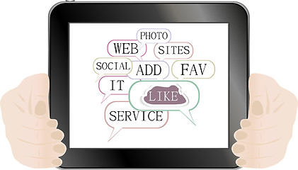 Image showing Black abstract tablet pc on white background