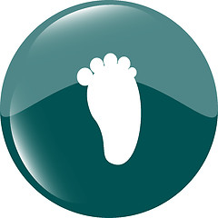 Image showing footprint people circle web glossy button icon