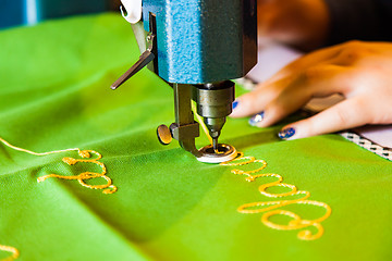 Image showing Lady hand at sewing