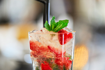 Image showing Strawberry mohito cocktail