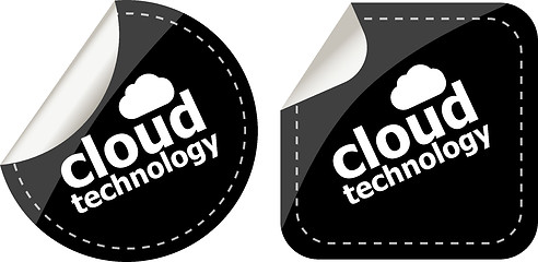 Image showing Cloud technology icon, label stickers set