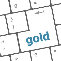 Image showing Keyboard - gold word key, closeup