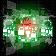 Image showing protect green padlock web icon on background