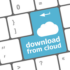 Image showing download from cloud, computer keyboard for cloud computing