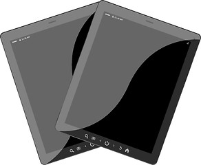 Image showing Set of mobile electronic technics. tablet pc set