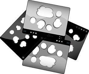 Image showing movie player interface with abstract clouds and digital buttons