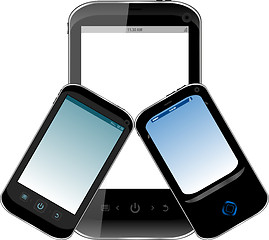 Image showing Black smartphone set isolated on white background