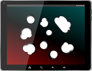 Image showing Cloud-computing connection on the digital tablet pc. Isolated on white