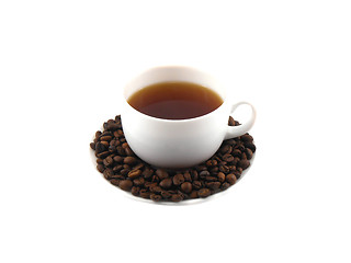 Image showing Coffee cup and beans on a white background