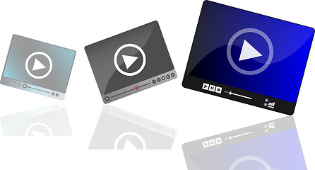 Image showing Media player set with play button on abstract background