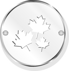 Image showing Metal button with mapple leaf sign set